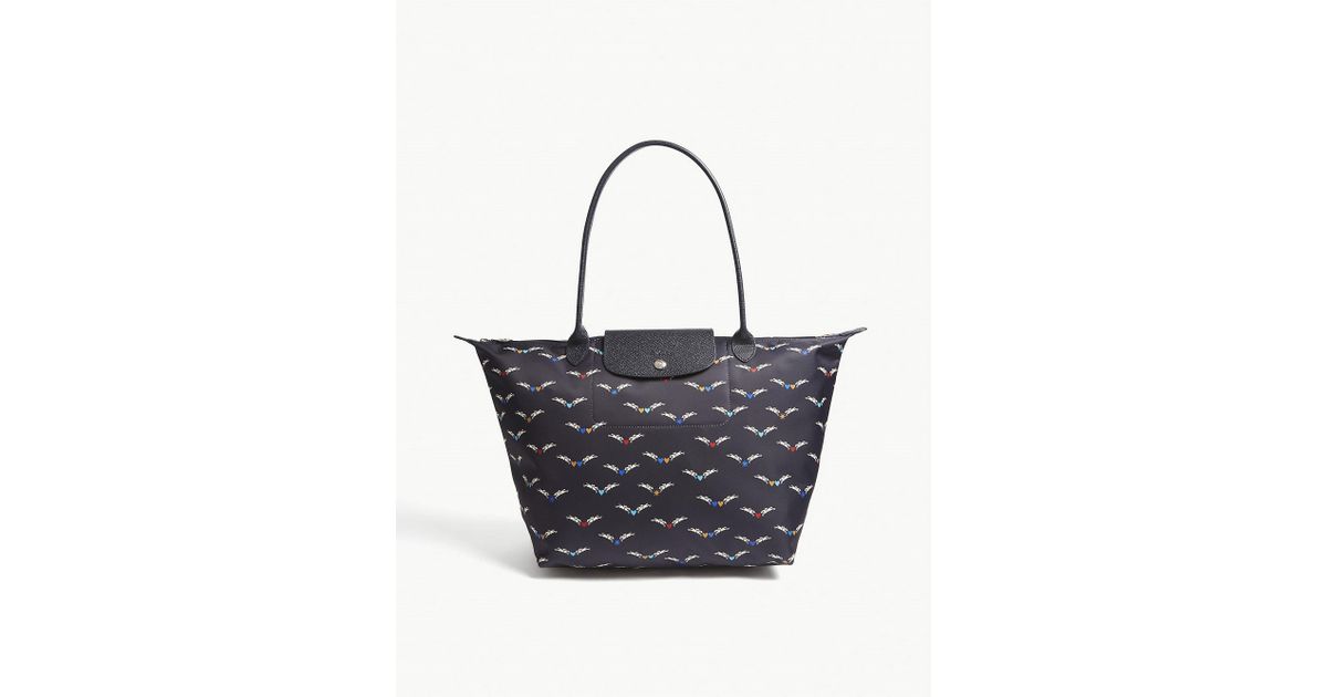 Lyst Longchamp Le Pliage Chevaux Ailes Large Shoulder Bag In Blue