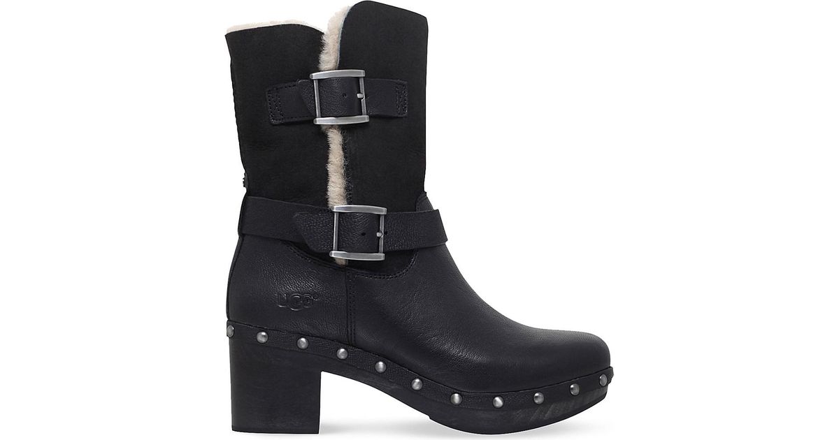 Ugg Brea High Heel Biker Boots in Black Save 65 Lyst