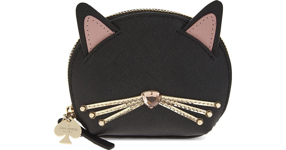 Lyst Kate Spade New York Novelty Cat Leather Coin Purse in Black