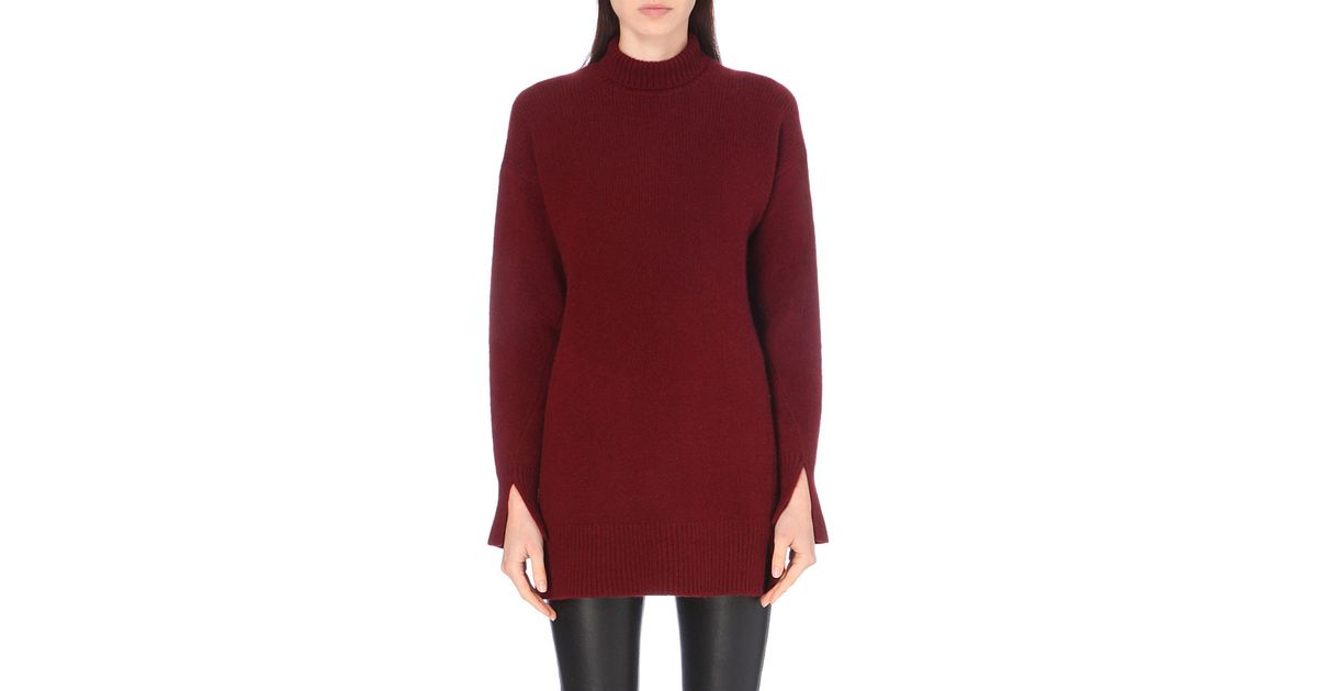 Lyst Joseph Turtleneck Cashmere Tunic Jumper In Red