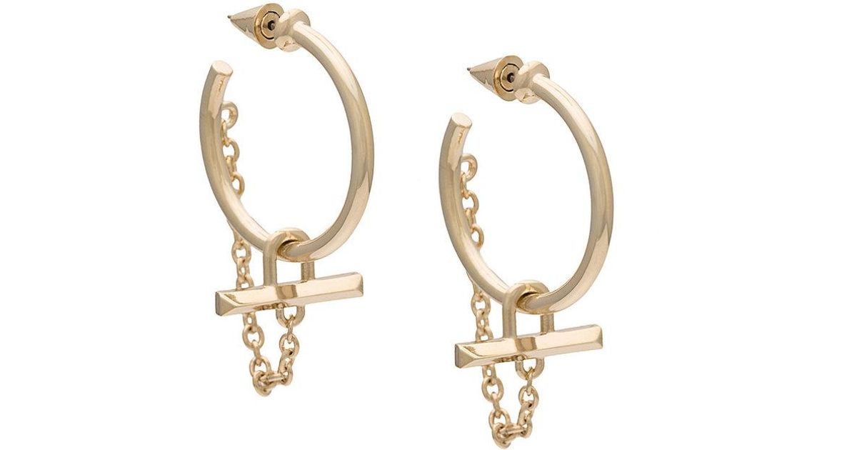 Lyst Ed Borgo Silver Bar Chain Earrings In Metallic