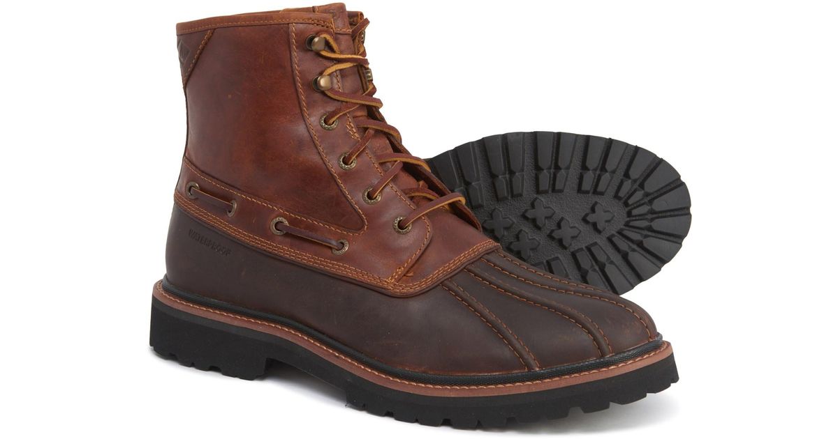 Sperry Top-Sider Leather Brown And Tan Gold Cup Lug Duck Boots for Men ...