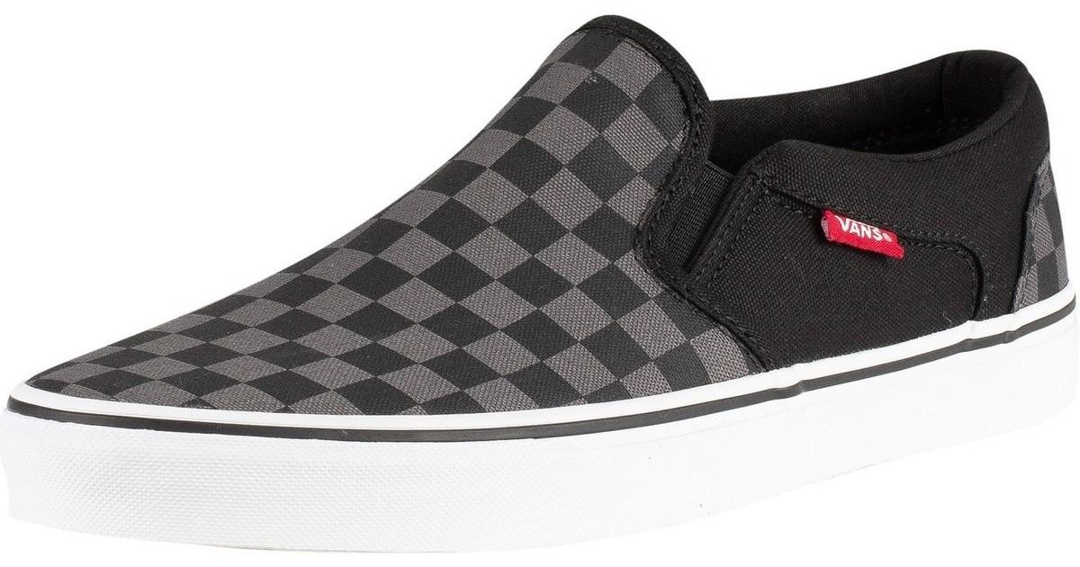 Vans Men's Asher Checkers Slip On Trainers, Black Men's Shoes (trainers ...