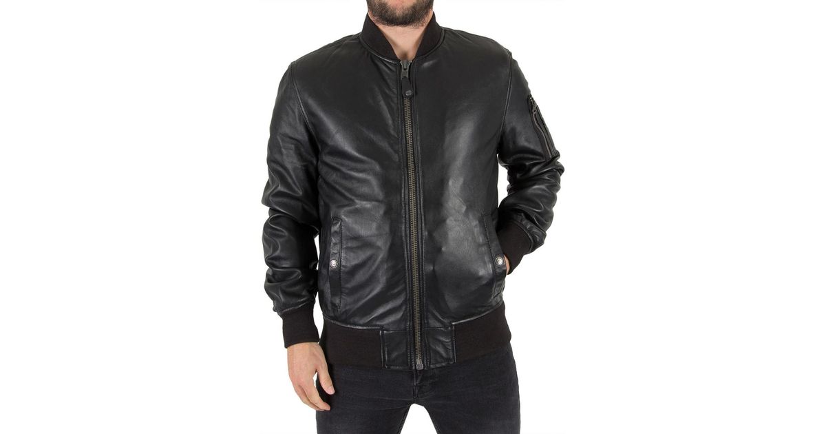 Schott Nyc Men S Ma1 Leather Er Jacket Black Schott Nyc Men S Ma1 Leather Er Jacket Black In For Lyst