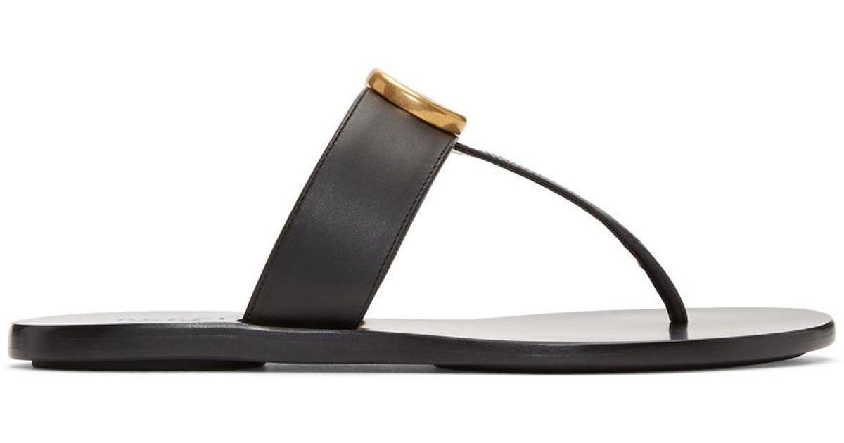 gucci marmont thong sandals black