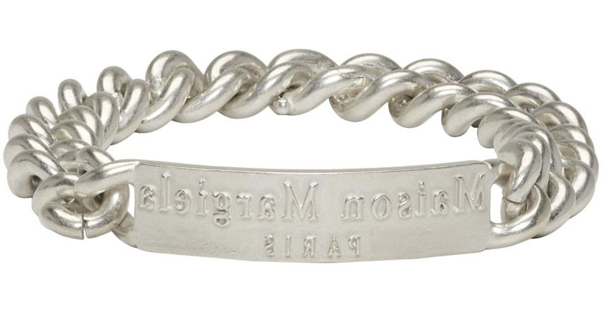 Lyst Maison Margiela Silver Logo Id Bracelet In Metallic For Men
