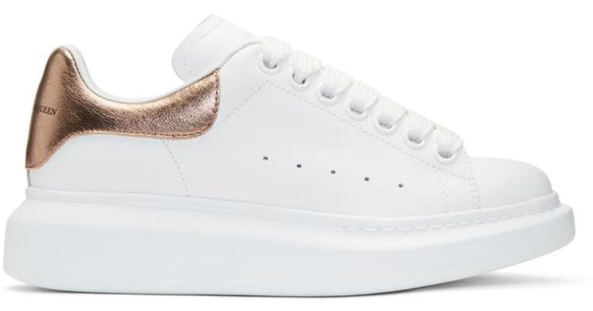 Alexander mcqueen White And Rose Gold Oversized Trainers ...