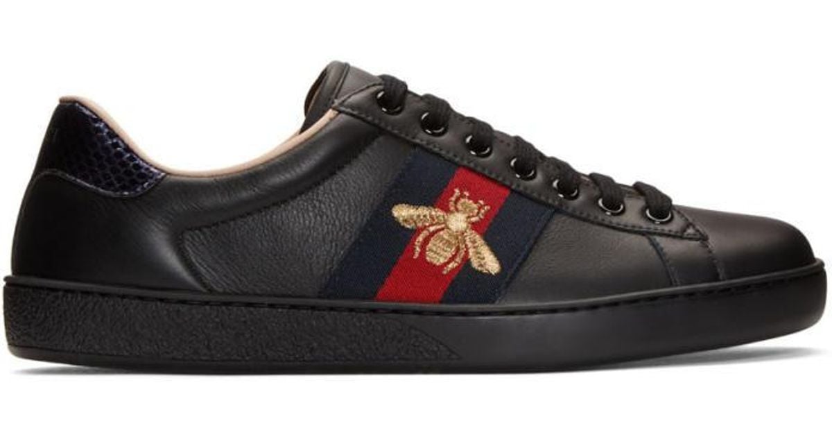 Lyst - Gucci Black New Ace Bee Trainers in Black for Men