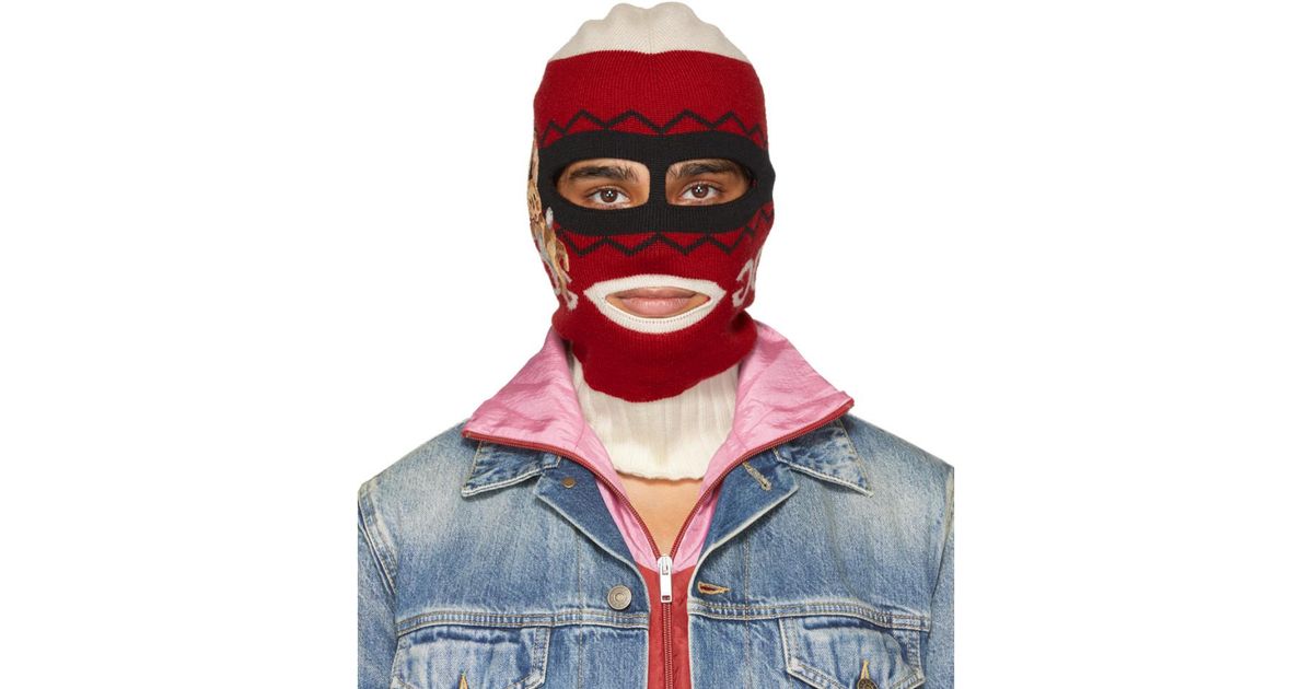 Gucci Wool Peru Rabbit Knit Balaclava in Red Lyst