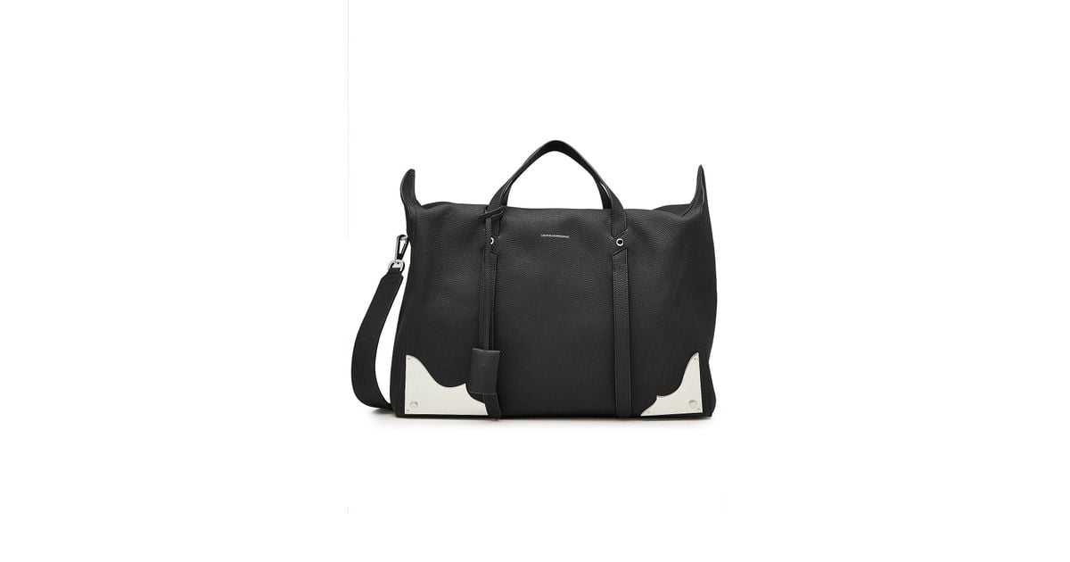 Lyst Calvin Klein 205w39nyc Leather Duffle Bag With Metal Hardware Lyst Calvin Klein 205w39nyc Leather Duffle Bag With Metal Hardware In Black