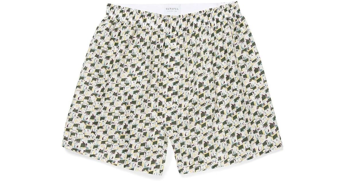 Sunspel Men's Printed Cotton Boxer Shorts In Liberty Cameras for Men - Lyst