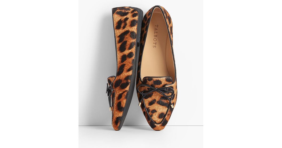 Lyst Talbots Francesca Bowfront Driving Flats Leopard Haircalf in