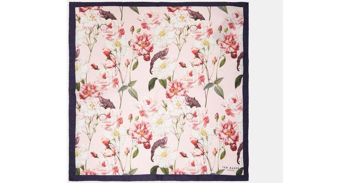 Ted Baker Floral Print Silk Pocket Square in Pink for Men - Lyst