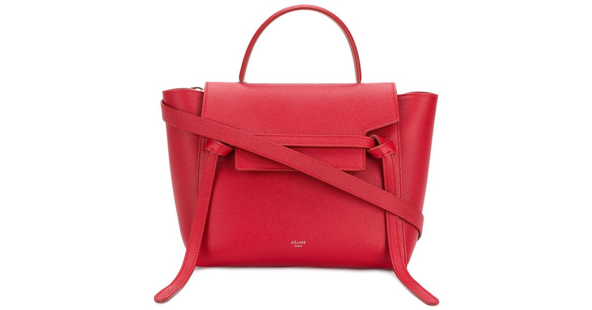 Céline Micro Belt Leather Bag In Red Lyst