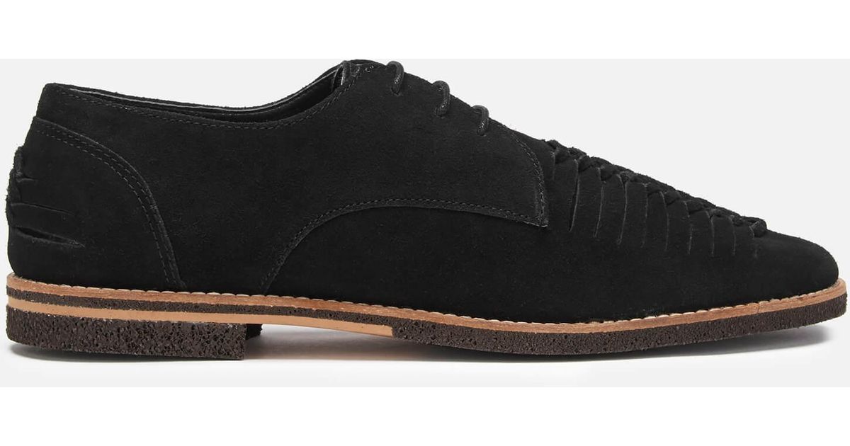 H by Hudson Chatra Woven Suede Derby Shoes in Black for