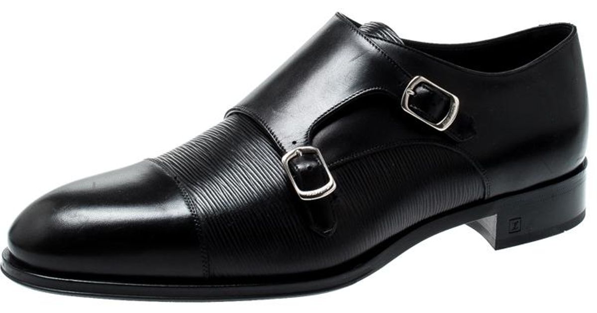 Louis Vuitton Black Epi Leather Double Monk Strap Derby Size 43 in Black for Men - Lyst