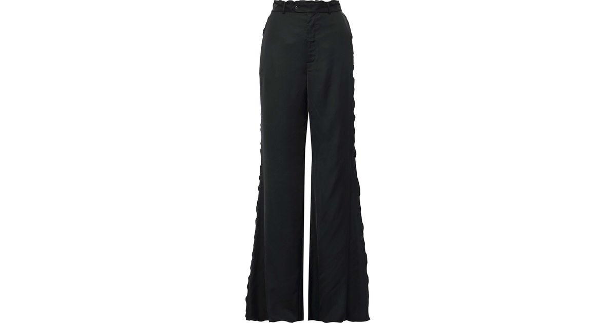Acne Studios Synthetic Ruffle-trimmed Crepe De Chine Flared Pants ...