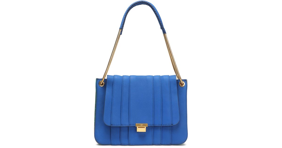 Lyst Anya Hindmarch Textured Leather Tote Bright Blue In