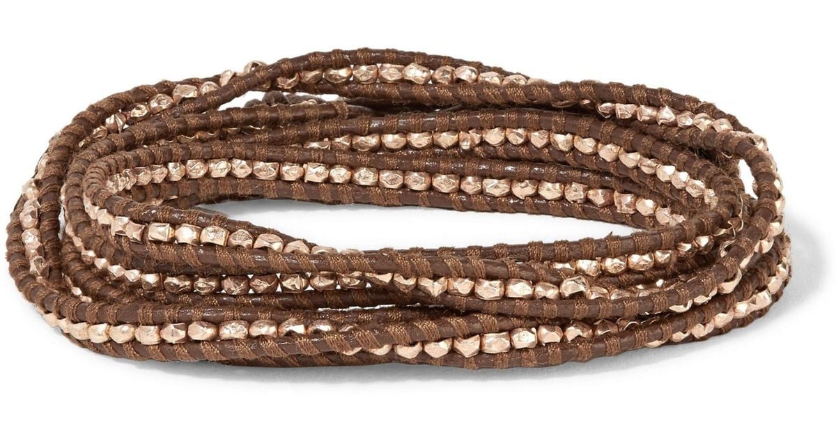 Lyst Chan Luu 18 Karat Rose Gold Plated Beaded Leather Bracelet In Lyst Chan Luu 18 Karat Rose Gold Plated Beaded Leather Bracelet In Brown