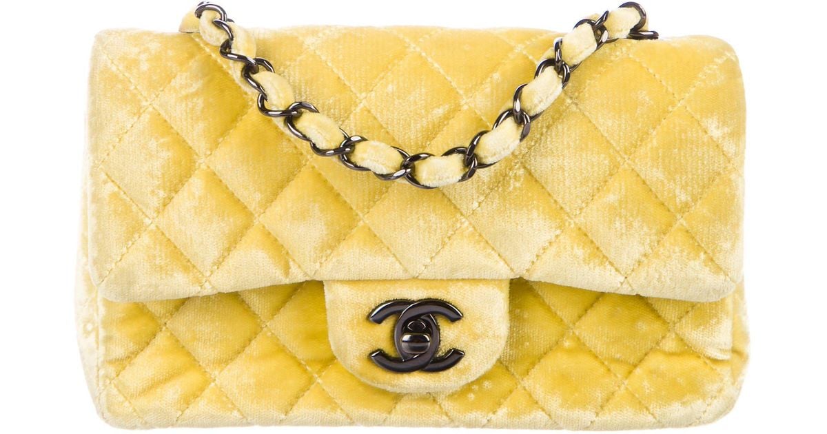 Lyst Chanel Velvet Classic New Mini Flap Bag In Yellow