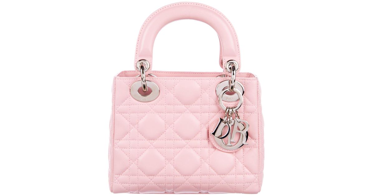 Lyst Dior Mini Lady Bag Pink In Metallic