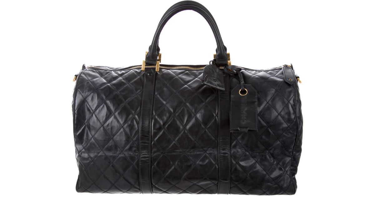 Lyst Chanel Vintage Quilted Weekender Black In Metallic