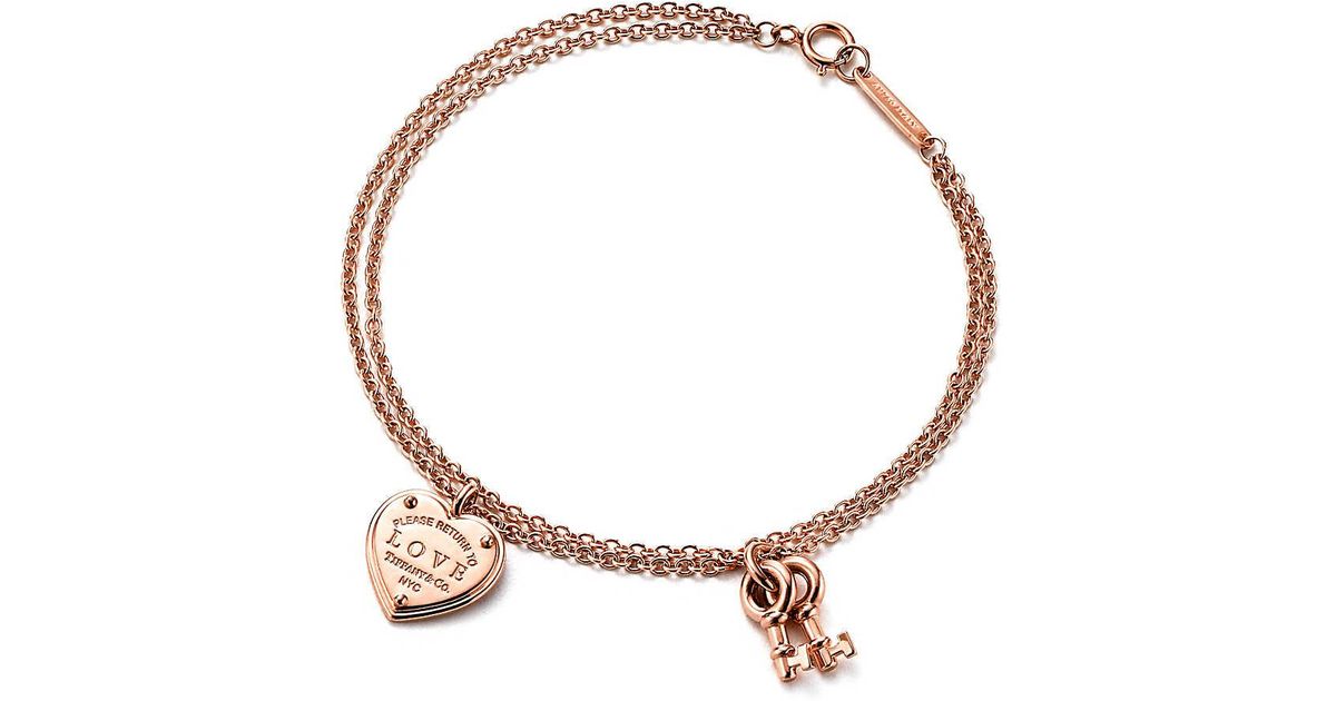 Tiffany Co Love Heart Tag Key Bracelet In Metallic Lyst