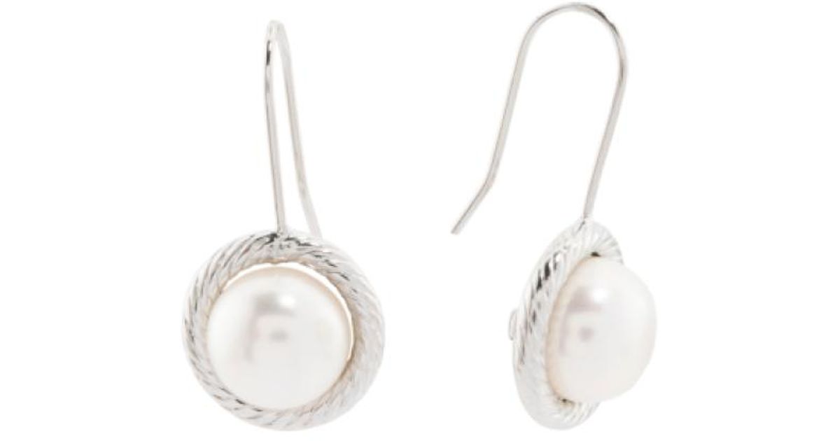 Lyst Tj Ma Made In Italy 14k White Gold 8mm Pearl Earrings