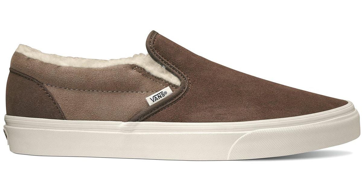 Vans Suede And Sherpa Classic Slip-on Sneakers,brown in Brown for Men ...