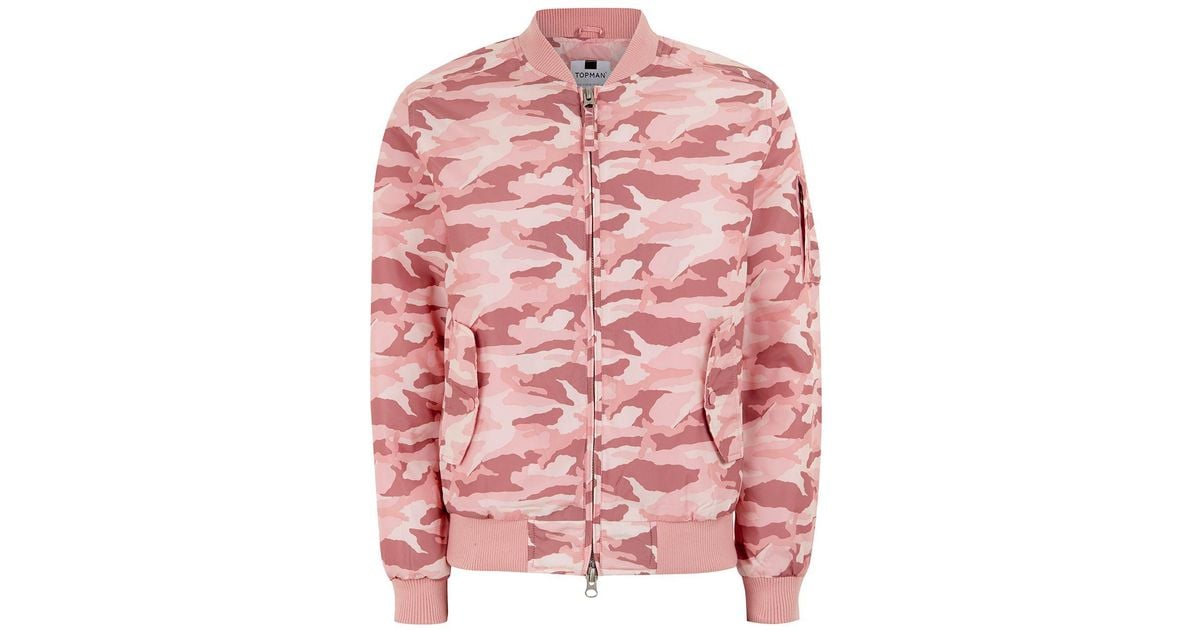 Lyst Topman Pastel Pink Camouflage Bomber Jacket in Pink for Men