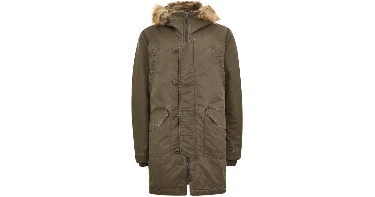 Fur Topman Lyst Wash Faux For Hooded Acid Men Jacket pS44zwxn