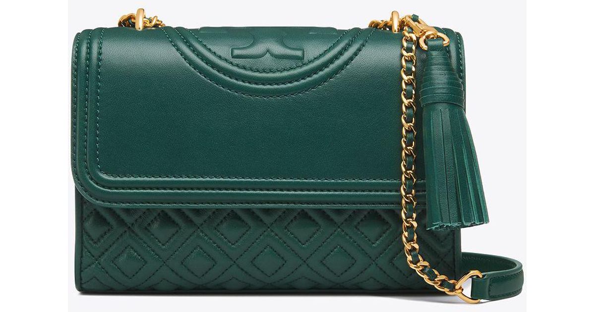 Tory Burch Green Fleming Small Convertible Shoulder Bag