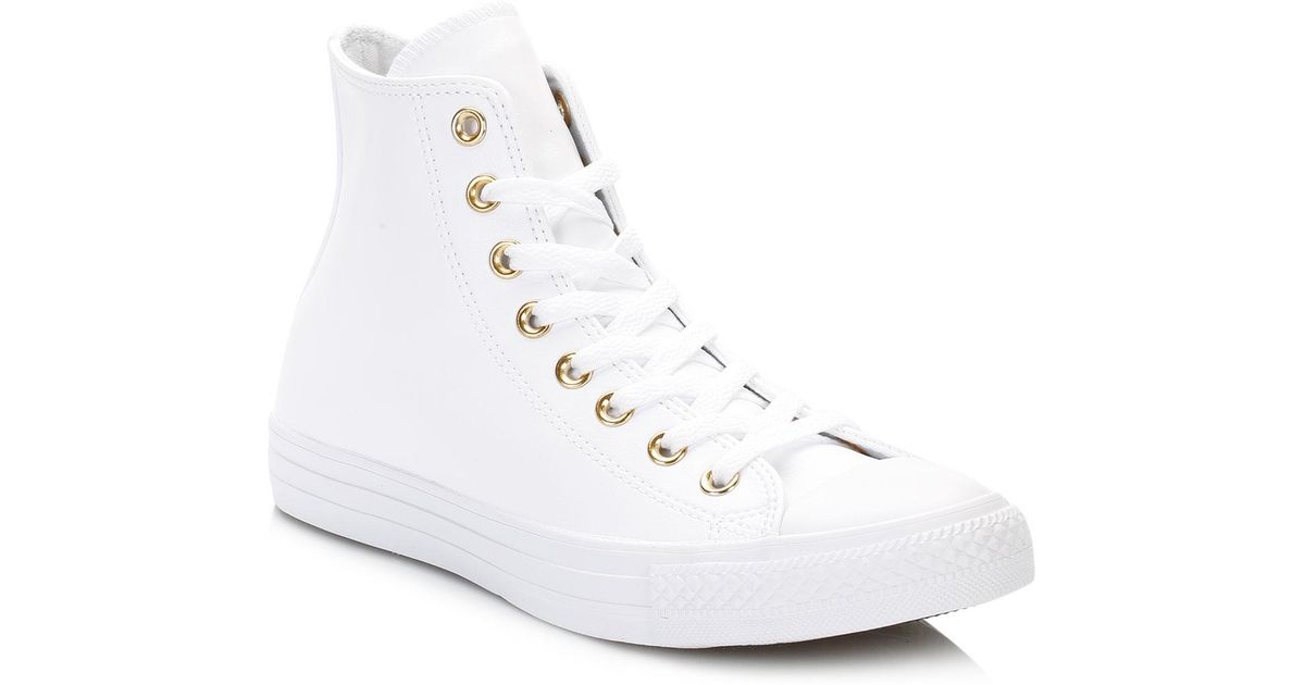 womens white and gold converse