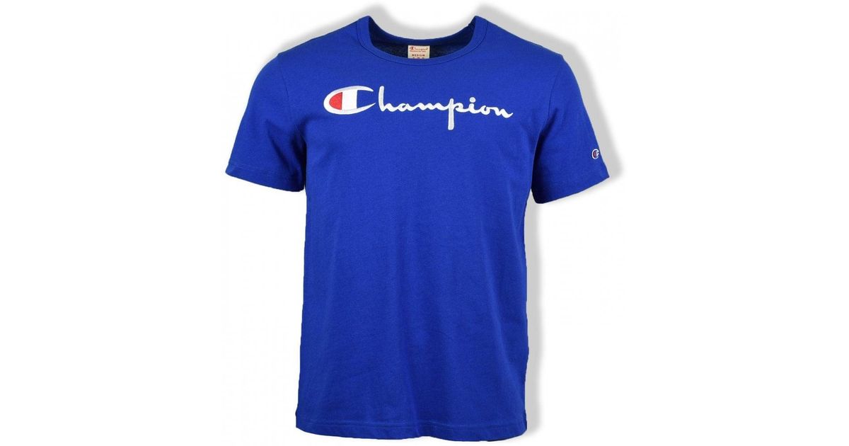 Champion Bright Blue Script Crew-neck T-shirt in Blue for Men - Lyst