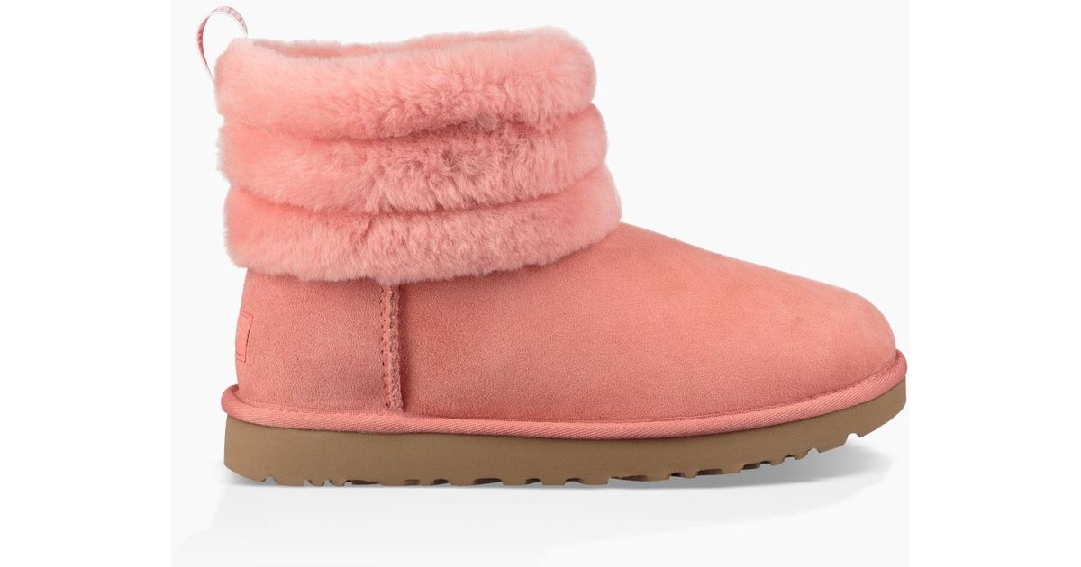 ugg classic mini fluff quilted boot pink