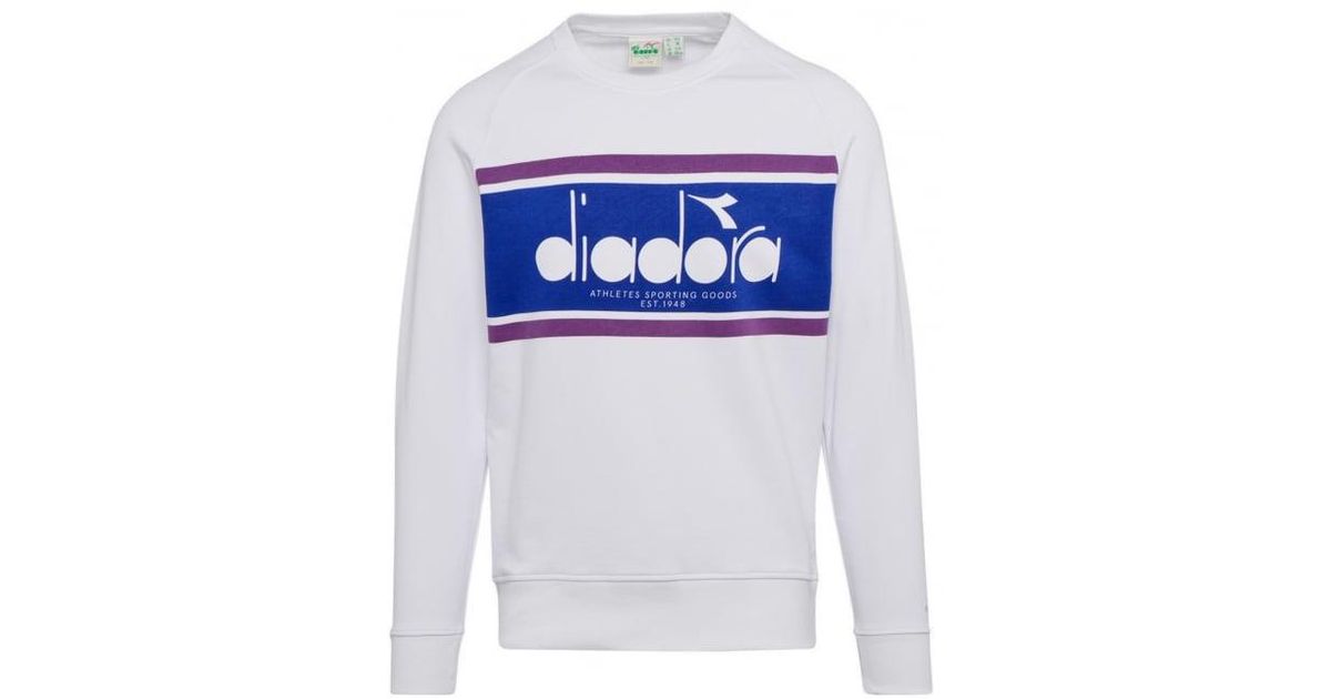 DIADORA Felpa-Crew 5 palle Offside-Blue Denim-OPTICAL WHITE