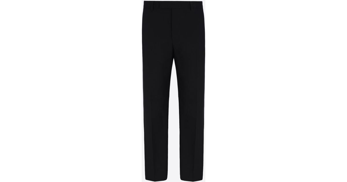 Valentino Wool Pants With Leather Detail in Black for Men | Lyst