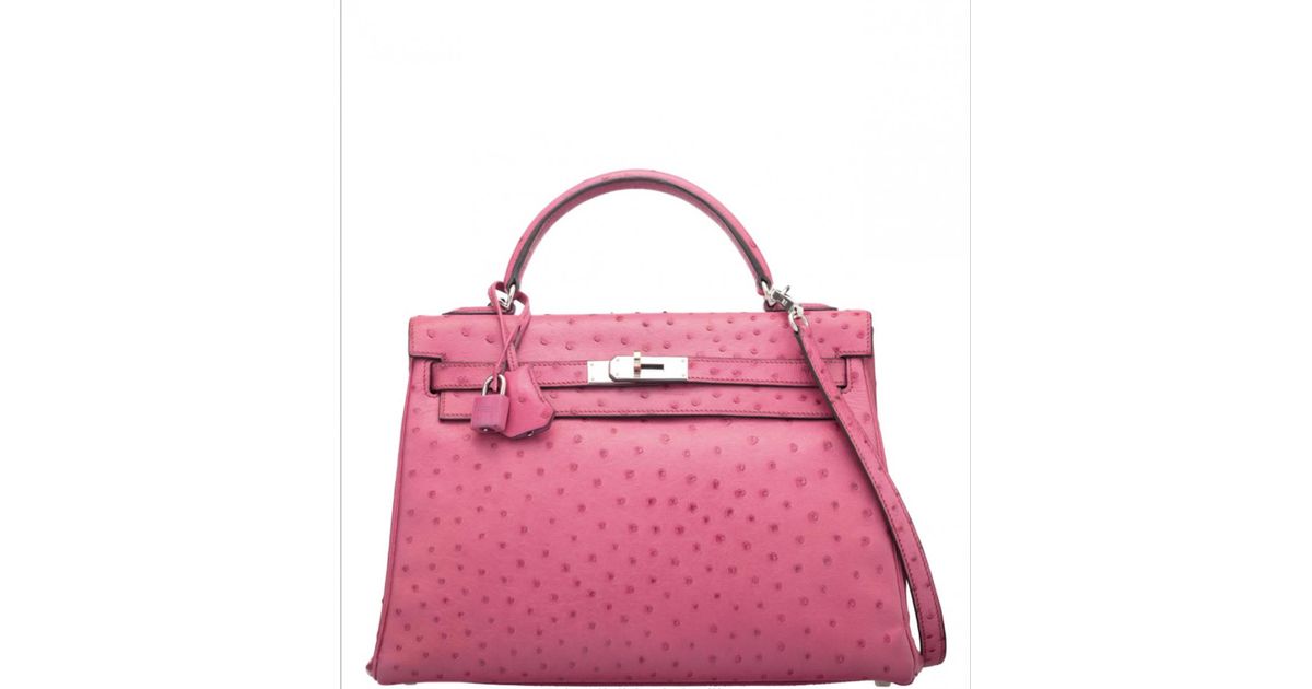 Hermès Pre Owned Kelly 32 Pink Ostrich Handbags Lyst