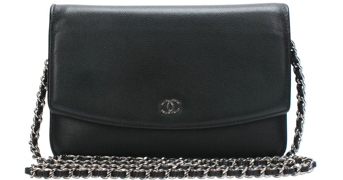 Lyst Chanel Leather Crossbody Bag In Black