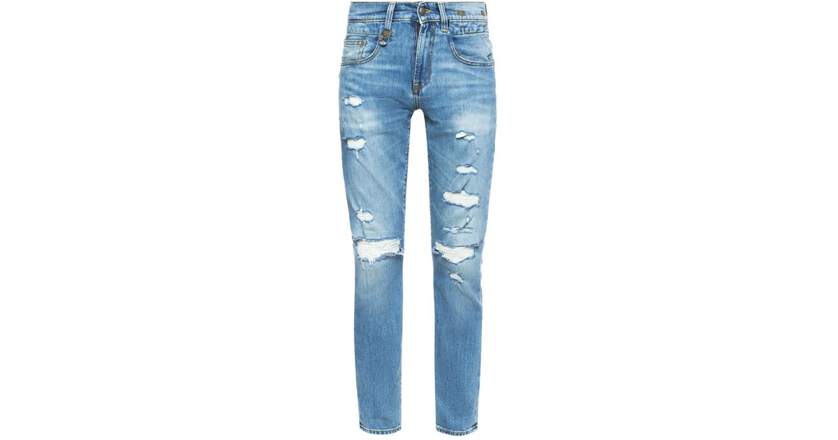 R13 Denim Jeans With Holes in Blue for Men - Lyst