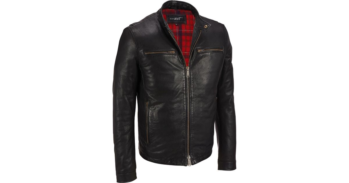 Lyst Wilsons Leather Black Rivet Snap Collar Jacket W Lyst Wilsons Leather Black Rivet Snap Collar Jacket W Plaid Lining In For Men
