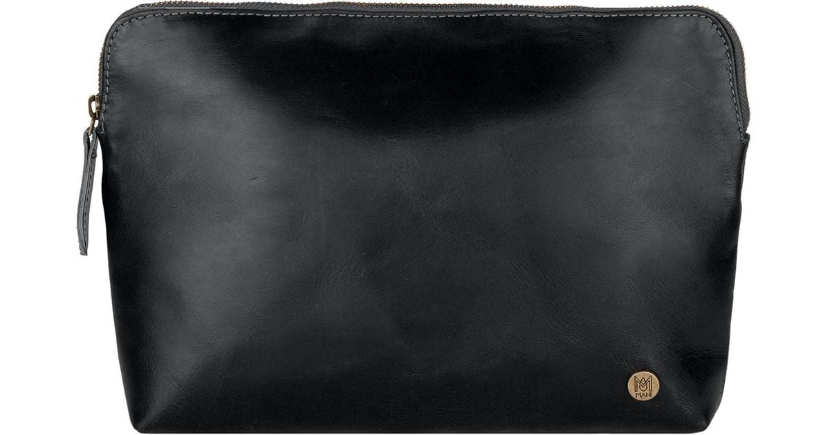 Download MAHI Buffalo Leather Large Black Leather Cosmetics Bag ...