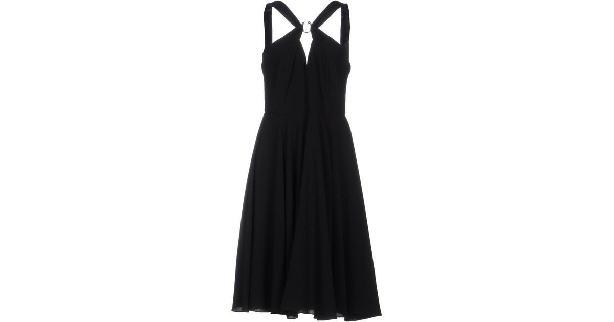Halston Synthetic Knee-length Dress in Black - Lyst