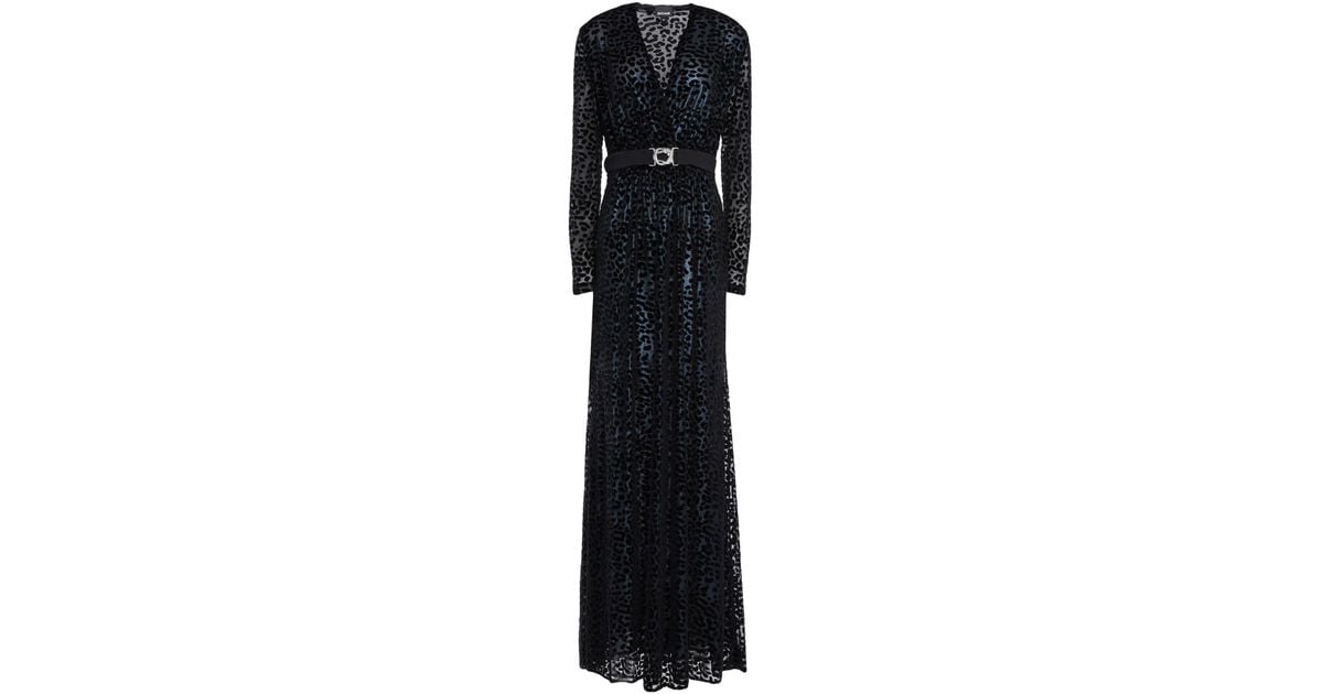Just Cavalli Velvet Long Dress in Black - Lyst