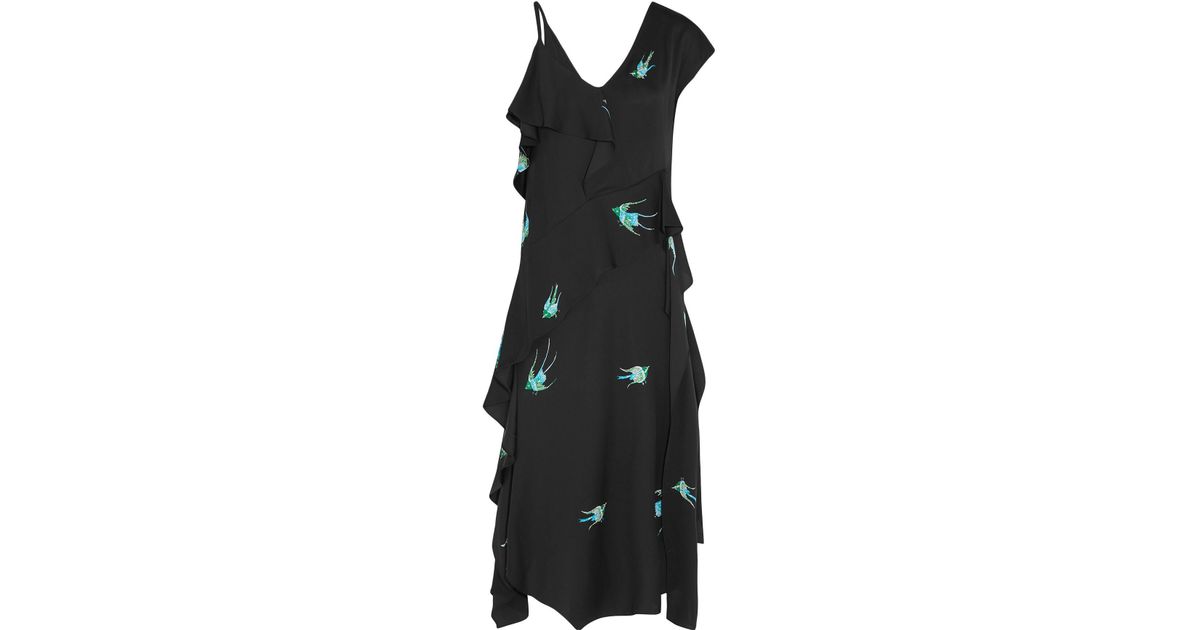 Diane von Furstenberg Silk 3/4 Length Dress in Black - Lyst