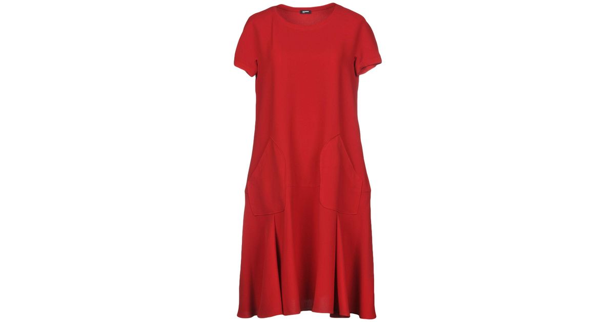 Jil Sander Navy Synthetic Knee-length Dress in Red - Lyst