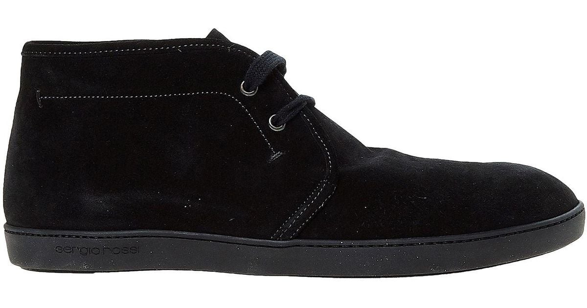 Sergio Rossi Suede Ankle Boots in Black for Men - Lyst