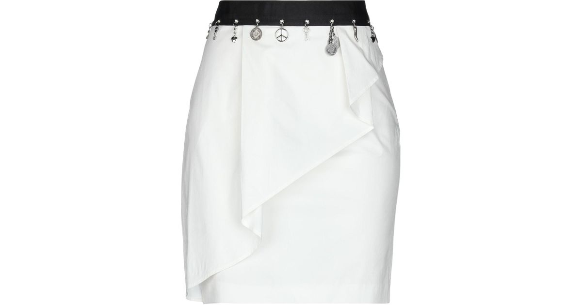 Love Moschino Cotton Knee Length Skirt in Ivory (White) - Lyst