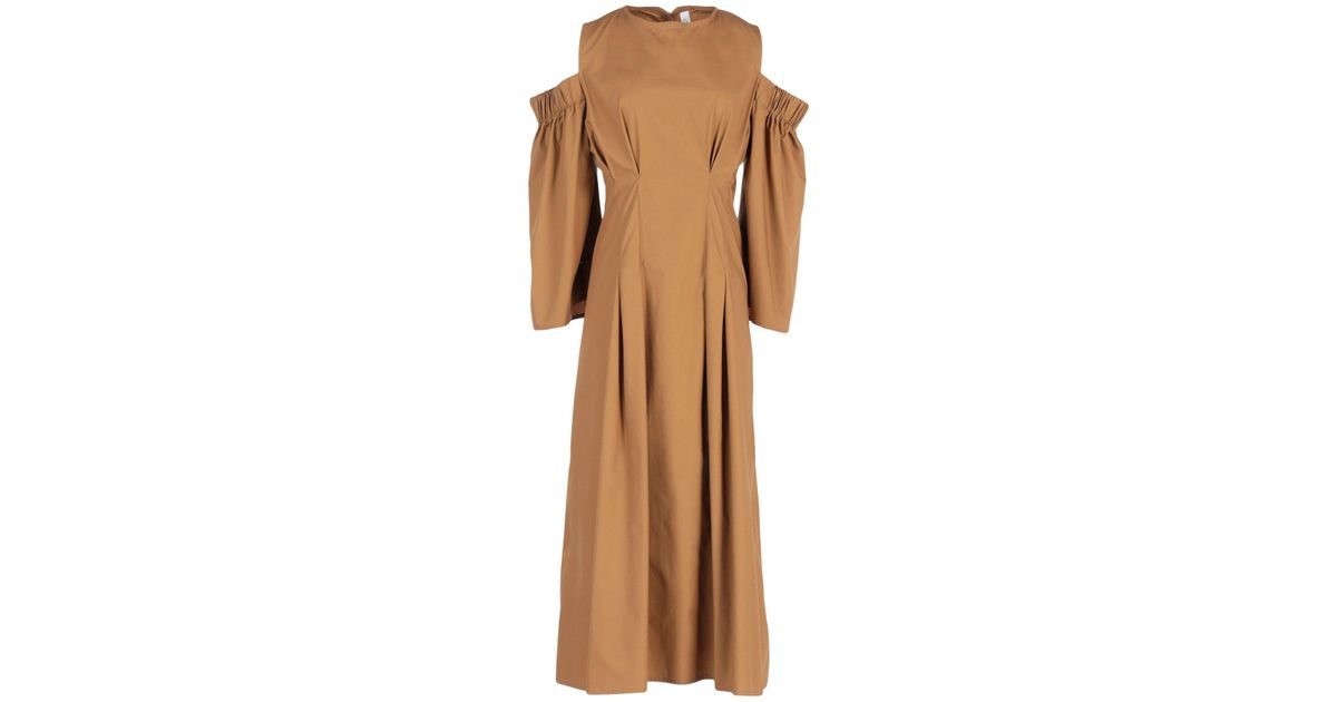 Souvenir Clubbing Cotton 3/4 Length Dress in Brown - Lyst