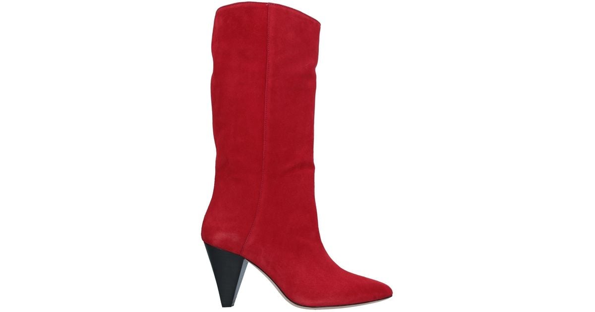 Sandro Leather Boots in Red - Lyst